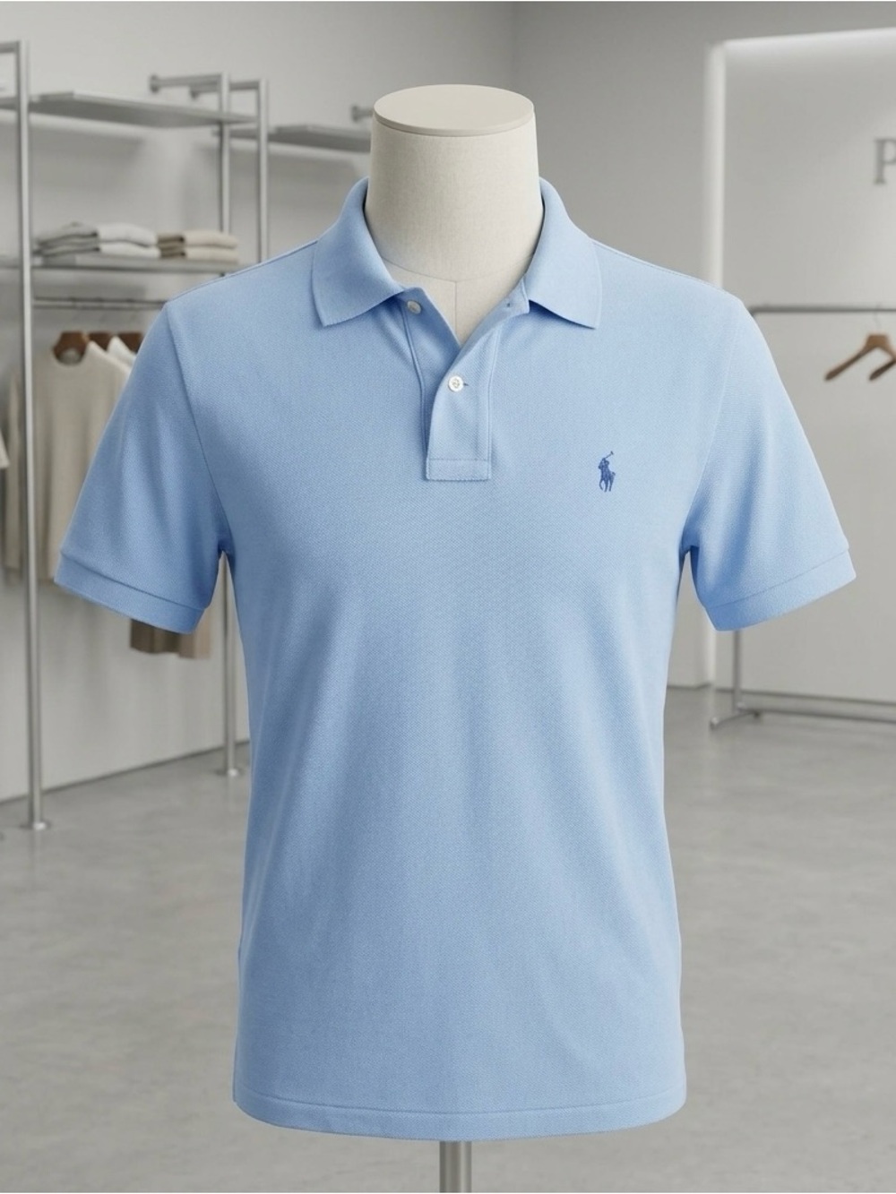 Polo Ralph Lauren Boys Youth M 10-12 Light Blue Mesh Polo Pony Shirt